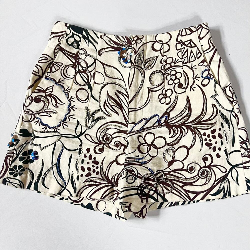 ZARA Floral Sequin Shorts Size X-Small NWT